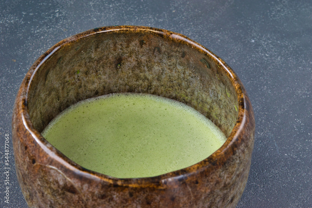 日本の伝統文化　茶道　茶碗と抹茶 コピースペースあり Japanese traditional culture, Tea Ceremony, tea bowl,matcha, with copy space