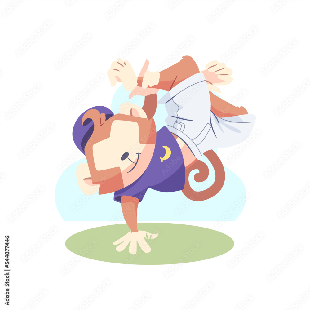 illustration of a monkey animal doing an acrobatic dance illustration of a monkey animal doing an acrobatic dance