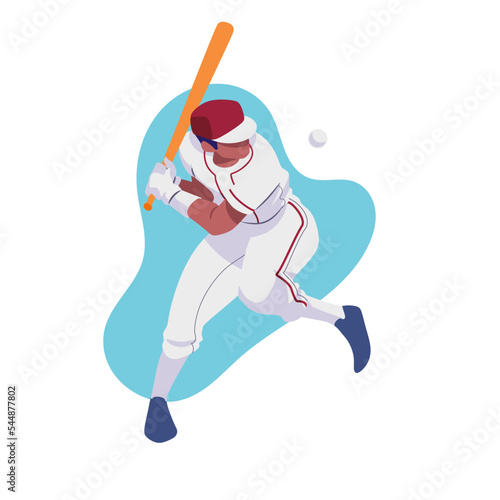vector image illustration of a player hitting a baseball