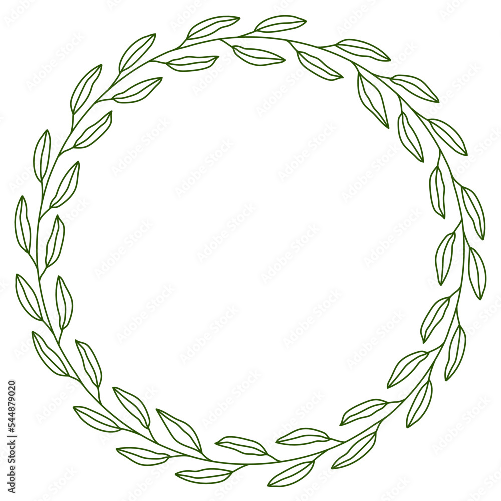 Green leaves. Vector round frame. Hand drawing leaf Green leaves. Vector round frame. Hand drawing leaf