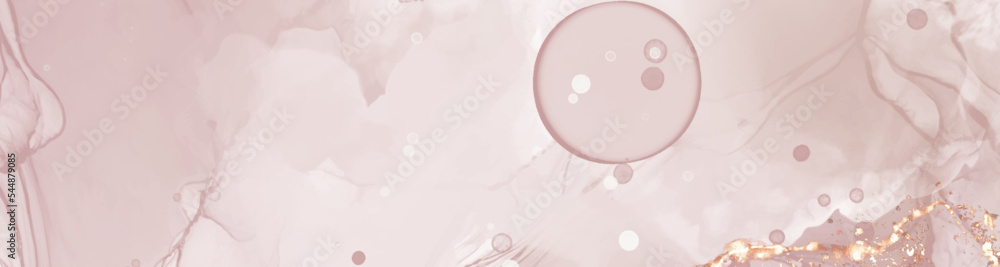 Obraz premium Vector Alcohol ink shape in tender coral and gold.