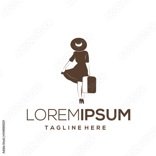 traveling woman logo silhouette