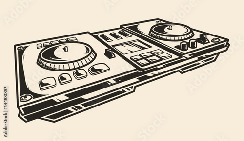 Mixer console sketch vintage monochrome