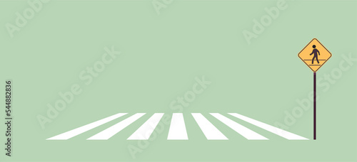 Pedestrian sign and traffic road sign flat illustration.	
