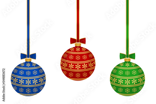 Canvas Print Pegatina transparente de tres bolas de Navidad