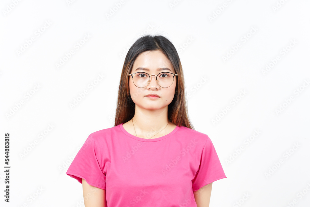 Serious Face Expression and looking at camera Of Beautiful Asian Woman Isolated On White Background Serious Face Expression and looking at camera Of Beautiful Asian Woman Isolated On White Background