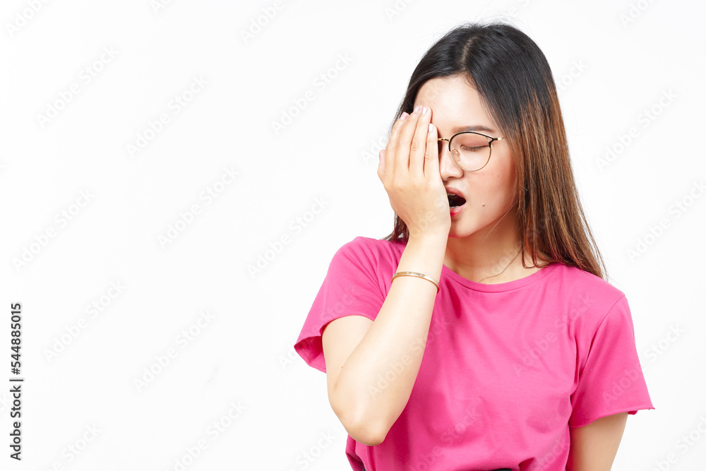 Suffering Headache Of Beautiful Asian Woman Isolated On White Background Suffering Headache Of Beautiful Asian Woman Isolated On White Background