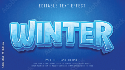 Winter editable text effect with 3d ice style