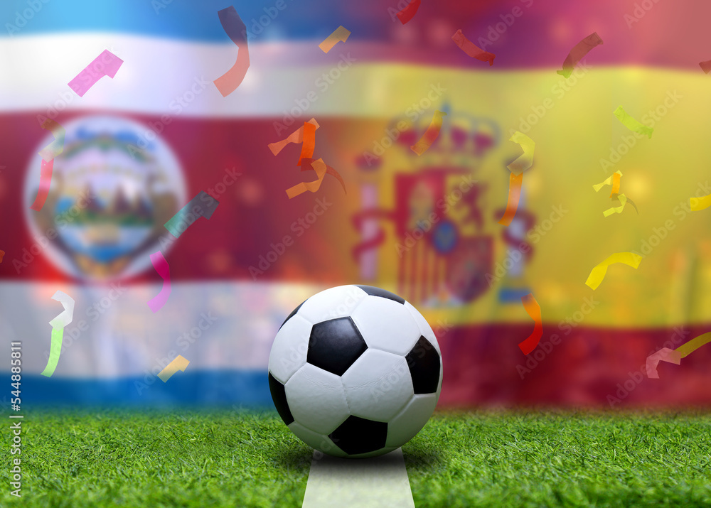 Fototapeta premium Football Cup competition between the national Costa Rica and national Span.