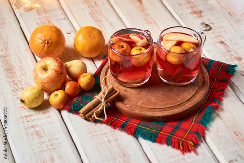 Mexican Christmas fruit punch, made with tejocote, guava, apple and other fruits. photo