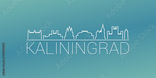Kaliningrad, Kaliningrad Oblast, Russia Skyline Linear Design. Flat City Illustration Minimal Clip Art. Background Gradient Travel Vector Icon.