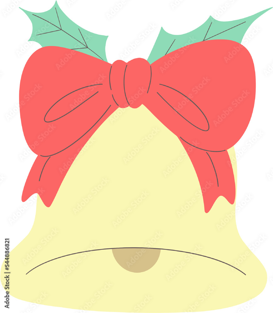 Christmas bell festival with red ribbon illustration Christmas bell festival with red ribbon illustration