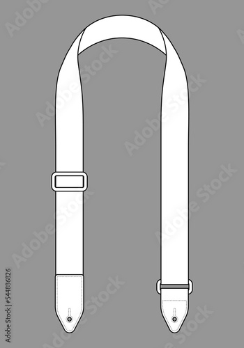 White Guitar Strap Template on Gray Background, Vector File