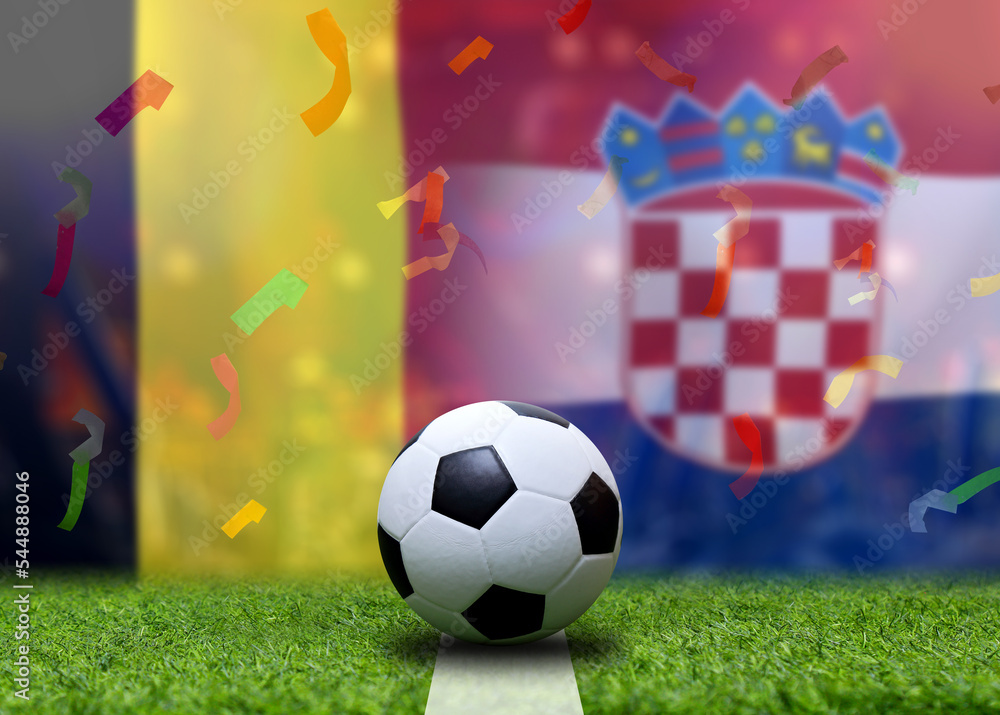 Fototapeta premium Football Cup competition between the national Belgium and national Croatia.