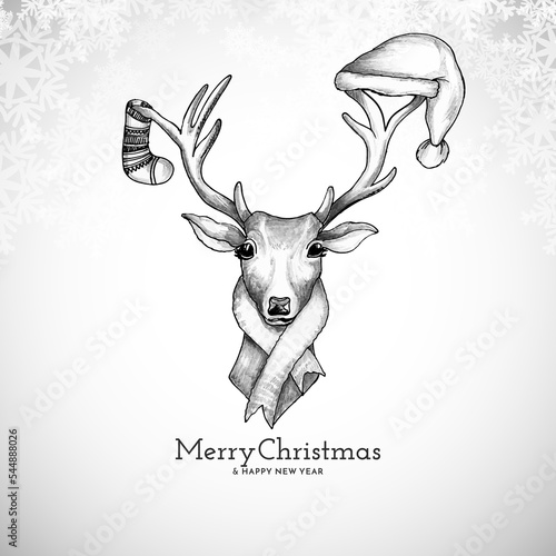 Merry Christmas festival background with reindeer design