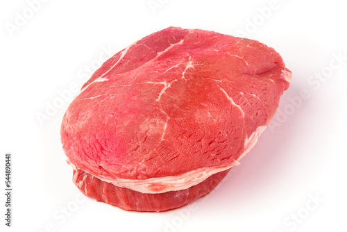 Фотография Fresh uncooked sirloin tip roast beef on white