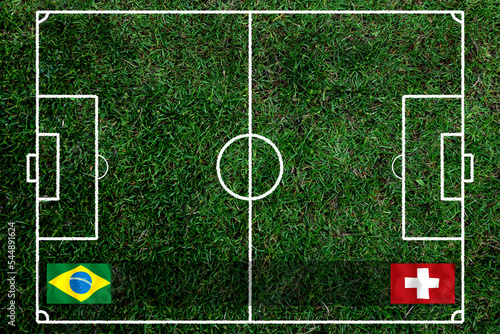 Bild auf Leinwand Football Cup competition between the national Brazil  and national Switzerland