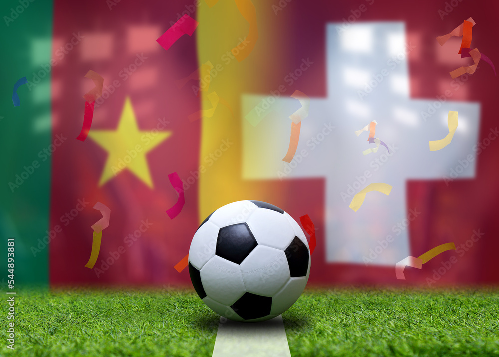 Fototapeta premium Football Cup competition between the national Cameroon and national Switzerland.