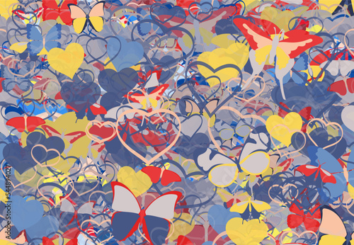 Background pattern abstract seamless design texture. Theme is about silhouette, wild, Pipevine, summer, decoration, ornate, background, spring, repeat, gorgeous, colorful, fly, various