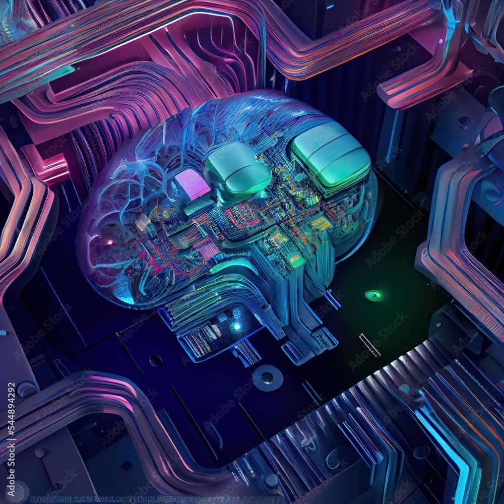Fototapeta premium A view inside an AI computer brain