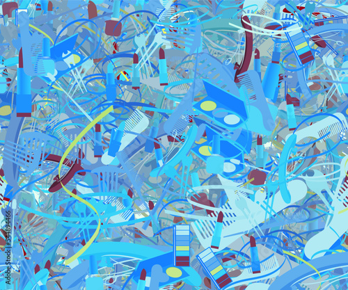 Background pattern abstract seamless design texture. Theme is about irregular, raker, thread, hair clips, comb, hairpin, ointment, pomade, parlor, cosmetics, repeat, powder, woven, weaving