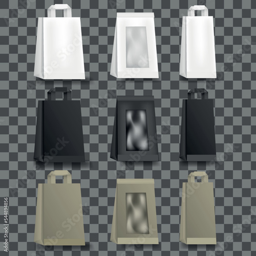 Paper Shopping Bags collection isolated on white background