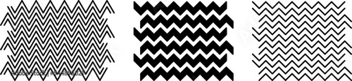 Black zigzags on a white background. Thin and thick lines are curves. Vector.