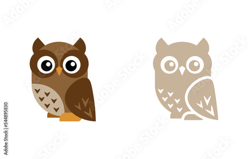 Cheerful owl (vector, logo, illustration)