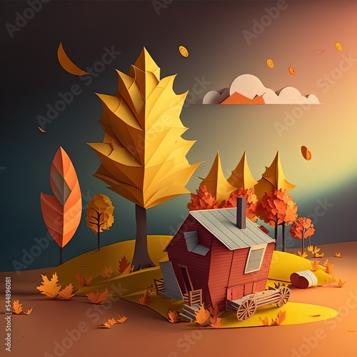 Autumn papercraft scenes