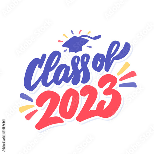Class of 2023. Vector handwritten lettering banner.