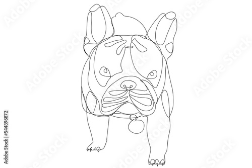 French bulldog one continuous single drawn line art vector illustration. Dog doodle one line style.