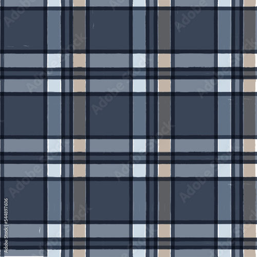 Gingham seamless pattern. watercolor plaid stripes, Vector checkered paint brush lines. Tartan texture for spring picnic table cloth, shirts, plaid, clothes, blankets, paper.