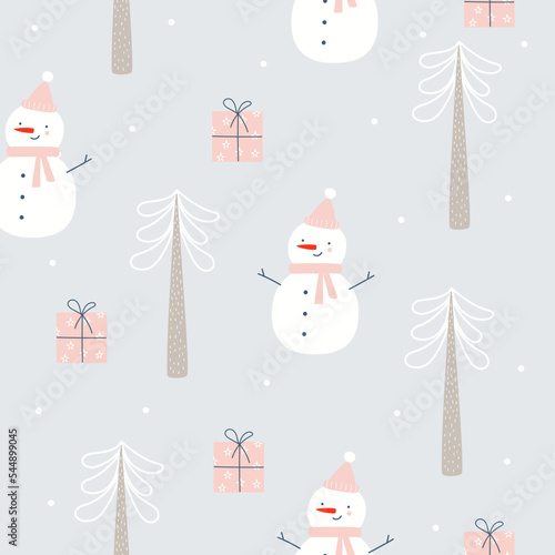 Hand drawn new year seamless pattern