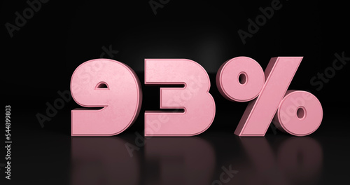 93% plastic pink sign. 3d render illustration.
