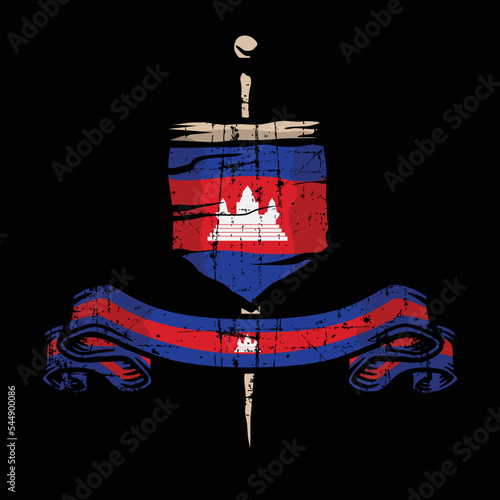 Grunge Cambodia flag. Vector illustration of Cambodia flag.