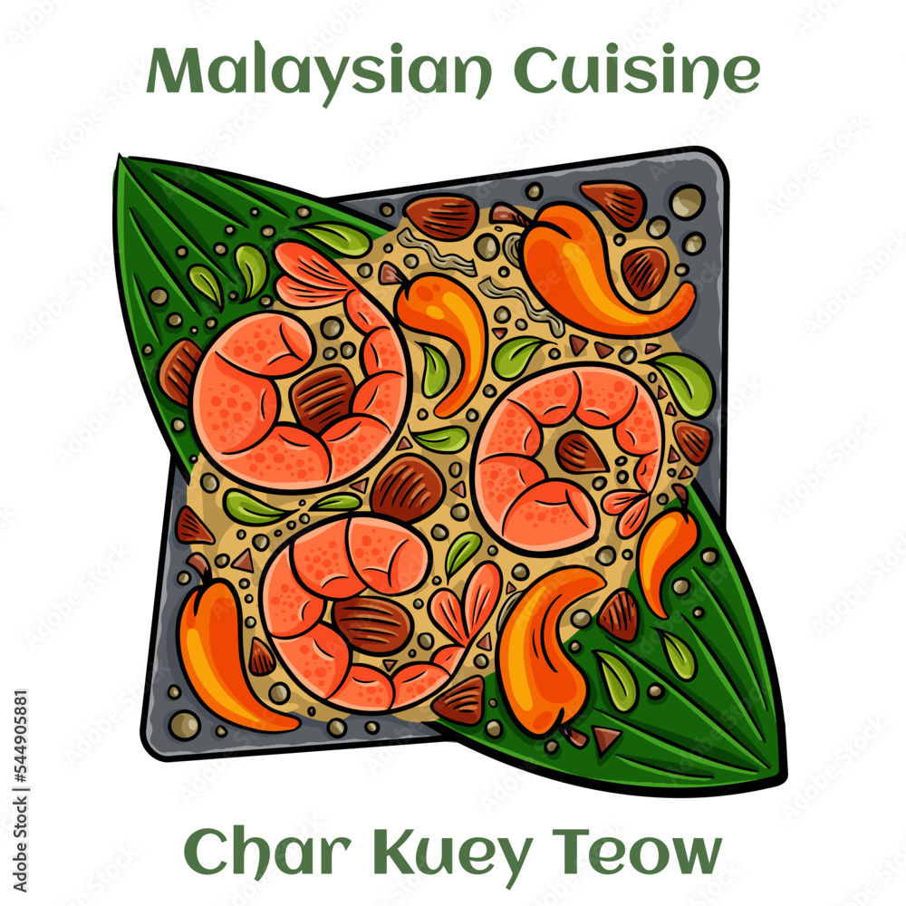Char Kuey Teow. A dish of flat rice noodles and tubular wheat noodles