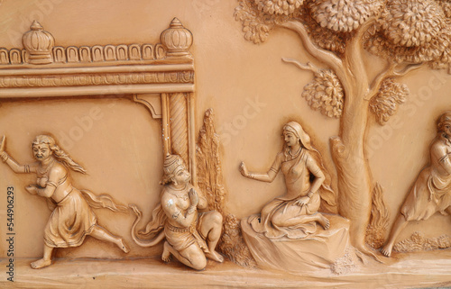 Schilderij op canvas Hanuman found Sita in Lanka