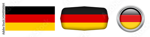 Germany national flag in three versions rectangular, ellipse and round flag on white background. vector illustration