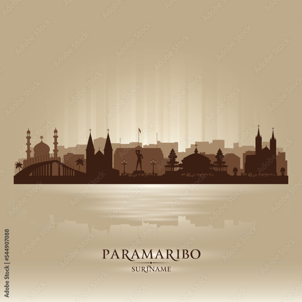 Paramaribo Suriname city skyline vector silhouette