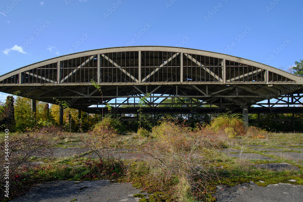 Metal structures German air hangars, abandoned military airfield Notif ...