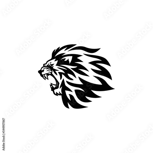 lion head tattoo mascot vector isolatedwhite background photo