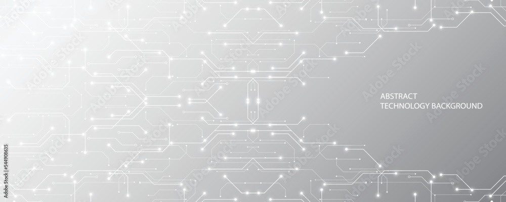 Fototapeta premium Grey white Abstract technology background, Hi tech digital connect, communication, high technology concept