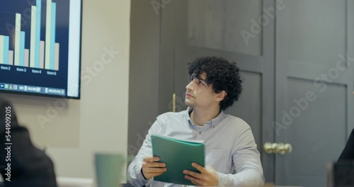 Business woman having presentation in modern office