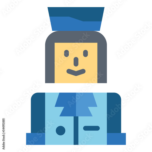 air hostess flat icon style