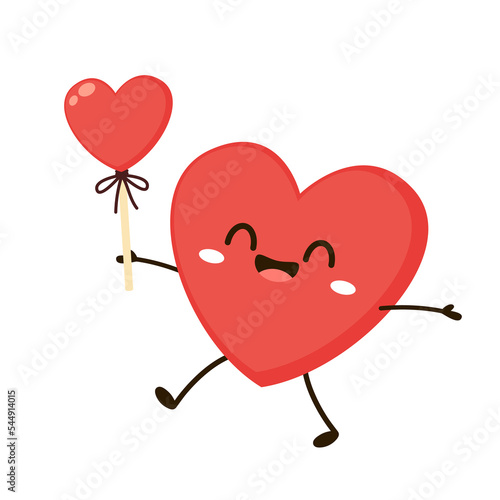 Red cute heart character. Romantic flat style Valentine's Day illustrations to express feelings of love.