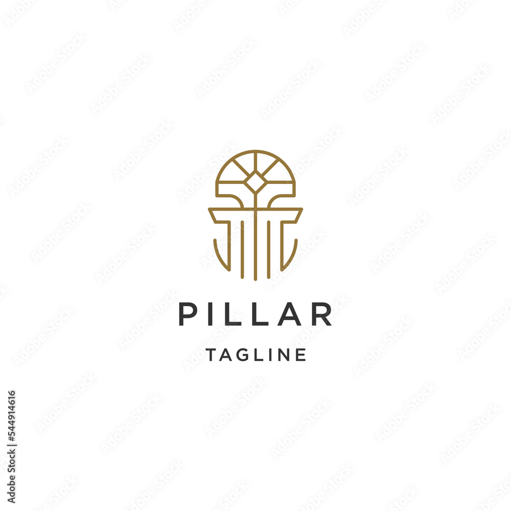 Pillar line logo design template flat vector Pillar line logo design template flat vector