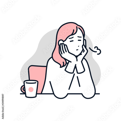 落ち込む若い女性のシンプルなベクターイラスト素材
