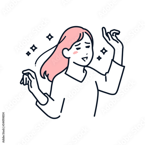 喜ぶ若い女性のシンプルなベクターイラスト素材
