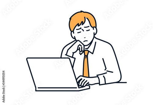 体調不良の若い男性のシンプルなベクターイラスト素材