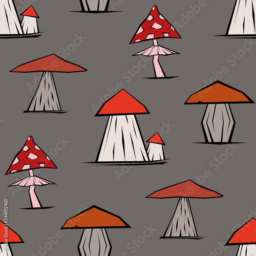 seamless pattern with wild mushrooms. vector.